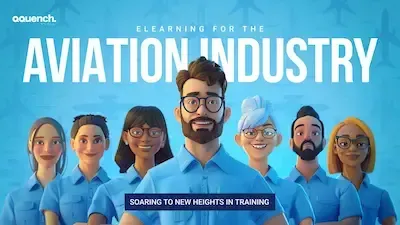 Aviation Industry - eLearning blog banner talking about new heights in training in Qquench.ai