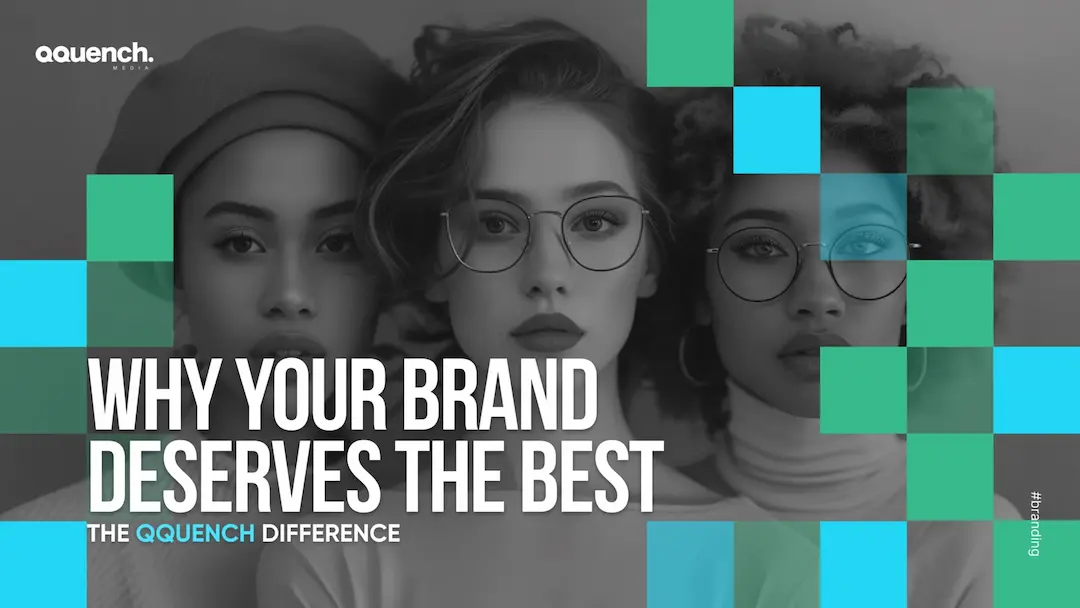 Why Your Brand Deserves the Best: The Qquench Difference 1 Three young women of diverse backgrounds posing for stylish black and white photography of a brand.