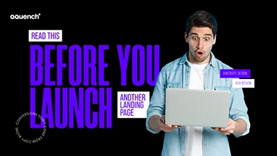 "Attention-grabbing message in bold white typography reads 'Read this before you launch another landing page' in a staggered, high-impact layout.