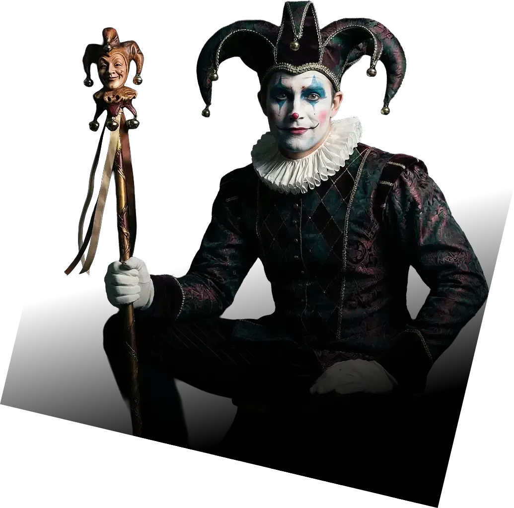 Qquench digital character 'Jester'  explaining AI governance and guardrails for responsible automation systems